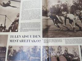 Lasten Maailma 1956 nr 9, tehtäviä, tarinoita, sarjakuvia, päätoimittaja Markus Rautio, kuvituksia mm. Maija Karma, Tekstejä Aila Nissinen, Koira Koipeliini...