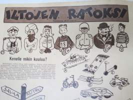 Lasten Maailma 1956 nr 9, tehtäviä, tarinoita, sarjakuvia, päätoimittaja Markus Rautio, kuvituksia mm. Maija Karma, Tekstejä Aila Nissinen, Koira Koipeliini...