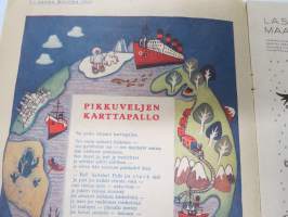 Lasten Maailma 1951 nr 1, tehtäviä, tarinoita, sarjakuvia, päätoimittaja Markus Rautio, kuvituksia mm. Maija Karma, Tekstejä Aila Nissinen, Walt Disney...