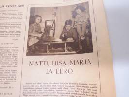 Lasten Maailma 1951 nr 1, tehtäviä, tarinoita, sarjakuvia, päätoimittaja Markus Rautio, kuvituksia mm. Maija Karma, Tekstejä Aila Nissinen, Walt Disney...