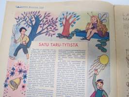 Lasten Maailma 1952 nr 1, tehtäviä, tarinoita, sarjakuvia, päätoimittaja Markus Rautio, kuvituksia mm. Maija Karma, Tekstejä Aila Nissinen, Uusi nukketeatteri...