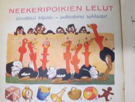 Lasten Maailma 1947 nr 10, tehtäviä, tarinoita, sarjakuvia, päätoimittaja Markus Rautio, Neekeripoikien lelut -kilpailu, Vauhtipeli, Hannu ja Kerttu, ym.