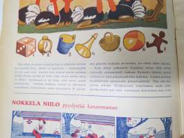 Lasten Maailma 1947 nr 10, tehtäviä, tarinoita, sarjakuvia, päätoimittaja Markus Rautio, Neekeripoikien lelut -kilpailu, Vauhtipeli, Hannu ja Kerttu, ym.