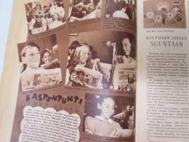 Lasten Maailma 1947 nr 10, tehtäviä, tarinoita, sarjakuvia, päätoimittaja Markus Rautio, Neekeripoikien lelut -kilpailu, Vauhtipeli, Hannu ja Kerttu, ym.