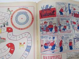 Lasten Maailma 1947 nr 10, tehtäviä, tarinoita, sarjakuvia, päätoimittaja Markus Rautio, Neekeripoikien lelut -kilpailu, Vauhtipeli, Hannu ja Kerttu, ym.