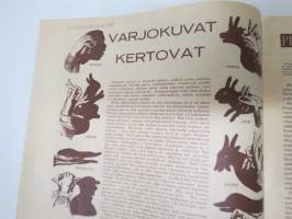Lasten Maailma 1948 nr 1, tehtäviä, tarinoita, sarjakuvia, päätoimittaja Markus Rautio, Varjokuvia, Pupu Pirteä, ym.