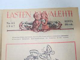 Lasten Kuvalehti 1947 nr 4-5, uskonnollinen lastenlehti, sis. mm. kuvalllisen esittelyn kummilapsista, ym.
