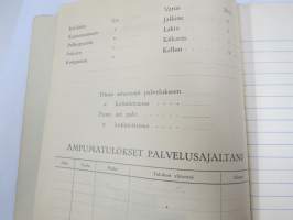 Sotilasmuistoja -käyttämätön 1930-luvun kirja lauluja, vitsejä, huumoria ym. varten, etulehdillä kompassi m/34 esittely, ampumatulokset taulukko