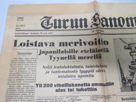 Turun Sanomat 28.10.1942, Rommel ensimmäisen kierroksen voittaja, Loistava merivoitto japanilaisille, Hävittäjämme pudottaneet ainakin 9 lentokonetta...