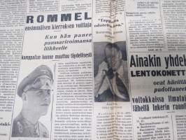 Turun Sanomat 28.10.1942, Rommel ensimmäisen kierroksen voittaja, Loistava merivoitto japanilaisille, Hävittäjämme pudottaneet ainakin 9 lentokonetta...