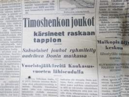 Turun Sanomat 8.8.1942, Timoshenkon joukot kärsineet raskaan tappion, Von Bock tavoittelee Stalingradia, Kondiittori Adolf Suszycki kaatunut - kuolinilmoitus,
