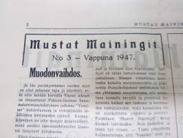 Mustat Mainingit 1947 nr 3 Kevätkauden ilonkannattaja - Pohjois-Suomen Sanomalehtimiesyhdistys (Oulu) -vappujulkaisu
