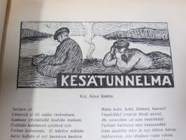 Kesätunnelma II 1916 - Sosialistin Kirjapaino-osuuskunta IL julkaisu, Kansikuva Ali Munsterhjelm "Sadepäivä", Muita kuvittajia mm. Edvin Lydén, Veikko Puro...