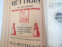 Kesätunnelma nr 4 1919 - Sosialistin Kirjapaino-osuuskunta IL julkaisu, Kuvittanut Jalmari Syvänne, kirjoittajina mm. Johannes Gebhart, Emil Lumipursi, Konrad...
