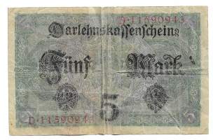 Saksa 5 Mark 1917  seteli