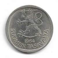 1 markka  1964  hopeaa