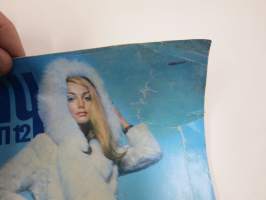Hymy Lehti 1969 nr 12 -sis. mm. seur. artikkelit / kuvat / mainokset; Kansikuva Virpi von Waltzel, Veikko Ennala katosi itään, Ski-doo, Tuhopolttaja - joutomies -