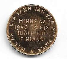 Minne av 1940-talets hjälp till Finland   mitali  taidemitali Wäinö Aaltonen