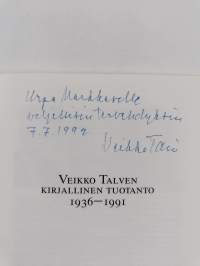 Veikko Talven kirjallinen tuotanto 1936-1991 (signeerattu, tekijän omiste)