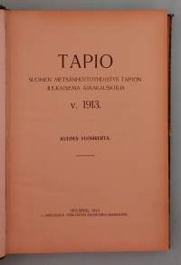 Tapio – Suomen Metsänhoitoyhdistys Tapion julkaisema aikakauskirja v. 1913 (Kuudes vuosikerta.  (  Lehtien vuosikerrat, metsätalous, metsänhoito )