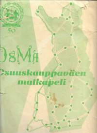 OsMa: Osuuskauppaväen matkapeliä vuodelta 1954. - lautapeli koko A2 taitettu A 4 kokoon alkuperäisessä kuoressa harvinainen