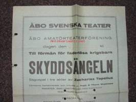 Åbo Svenska Teater / Åbo amatörteaterförening - Skyddsängeln -teatterijuliste sota-ajalta
