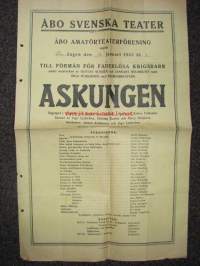 Åbo Svenska Teater / Åbo amatörteaterförening - Askungen 14.1.1943-teatterijuliste sota-ajalta