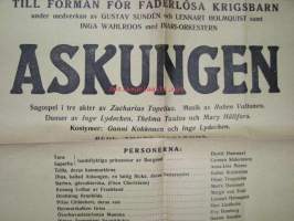 Åbo Svenska Teater / Åbo amatörteaterförening - Askungen 14.1.1943-teatterijuliste sota-ajalta