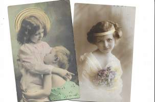 Lapsiaiheinen postikortti 1900 luvun alusta  2 kpl erä