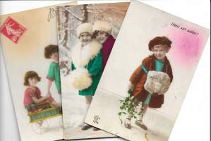 Lapsiaiheinen postikortti 1900 luvun alusta  3 kpl erä
