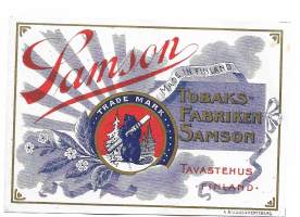 Samson   tupakkaetiketti Lilius&amp;Hertzberg kivipaino
