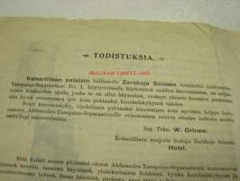 P.Sidorow Suomalainen Kalustokauppa / Aleksandra-Tasapaino (Balance) Separaattorit -esite / hintalista