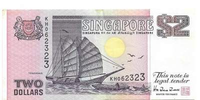 Singapore 2 dollaria 1976 seteli