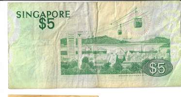 Singapore 5 dollaria 1976 seteli