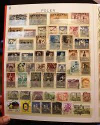 Filatelia - Postimerkkikokoelma 2 säilökirjassa: DDR n. 750 erilaista; Puola, Ranska, Ruotsi, Brasilia, Italia, Belgia, Jugoslavia, Romania ja Espanja (265 eril)