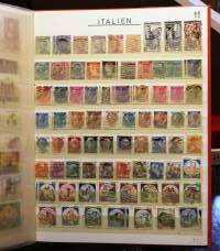Filatelia - Postimerkkikokoelma 2 säilökirjassa: DDR n. 750 erilaista; Puola, Ranska, Ruotsi, Brasilia, Italia, Belgia, Jugoslavia, Romania ja Espanja (265 eril)