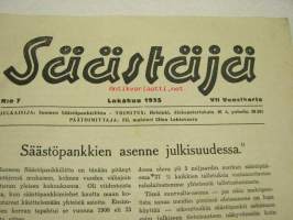Säästäjä 1935 nr 7 -Säästöpankin asiakaslehti, takasivulla Olli ja Vahti -sarjakuva, Maailmannäyttely
