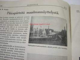 Säästäjä 1935 nr 7 -Säästöpankin asiakaslehti, takasivulla Olli ja Vahti -sarjakuva, Maailmannäyttely
