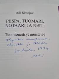 Piispa, tuomari, notaari ja neiti : tuomioneitsyt muistelee (signeerattu, tekijän omiste)