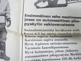 Mottimestari  nr 3 1971 - moottorisahamiesten ammattilehti, Työpenkkimenetelmää, Turvallisuusohhjeita, Raket suojasaapas,  Raket 50 moottorisaha, Raket öljyt...