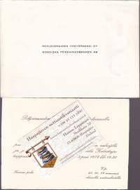 Filatelia - Firmakuori - Pohjoismaiden Yhdyspankki Helsinki.  Leima Helsinki 12.10.72. Sis. juhlakutsu professori Olli Kivinen
