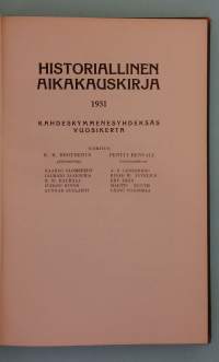 Historiallinen Aikakauskirja 1931 – Kahdeksaskymmenesyhdeksäs vuosikerta. (Suomen historia  )