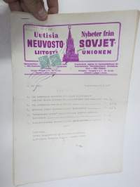 Uutisia Neuvostoliitosta 10.5.1957 Nyheter från Sovieunionen -Neuvostoliiton tiedotustoimiston sanomalehtikatsaus