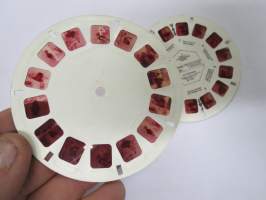 Baddington.karhu BD 1681 Kuuma kylpy &amp; BD 1683 Siivoamassa - View-Master -katselulaitteen kuvakiekot 2 kpl