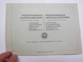 Fredriksbergin Lepotuoliveisatämö - Fredriksbergs Vilstolssnickeri -tuoteluettelo / kuvasto