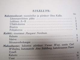Mallikoti - Nelihuoneisen maalaiskodin täydelliset kalusto- ym. sisustuspiirustukset - Tietosanakirja Oy:n Käsiteollisuuspiirustuksia nr 12