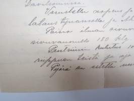 Herra J.A. Korhonen, Juustila - M. Mikkonen, Torkkelinkatu Viipuri - kirje 30.4.1931 - "Pelkialaisen" Sarolea moottoripyörän tarjouskirje