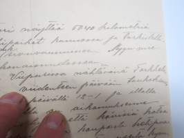Herra J.A. Korhonen, Juustila - M. Mikkonen, Torkkelinkatu Viipuri - kirje 30.4.1931 - "Pelkialaisen" Sarolea moottoripyörän tarjouskirje