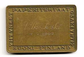 Yhtyneet paperitehtaat Oy Valkeakoski 1960 plaketti "Labor et laetitia" (Työ ja ilo). taidemitali