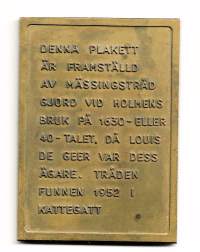 Holmens Bruk   plaketti  taidemitali 7,5x5,5 cm